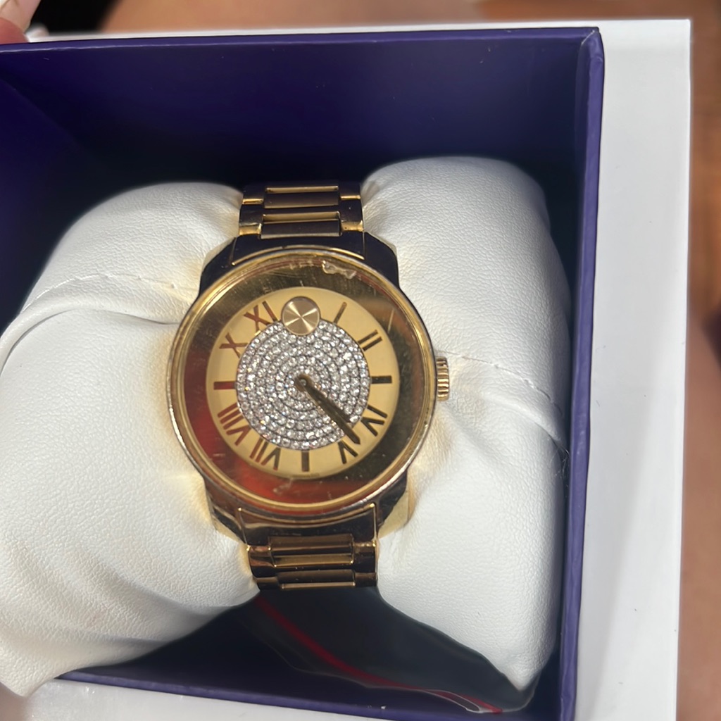 Womens Gold Movado Bold Watch With Box Extra Links And Booklet